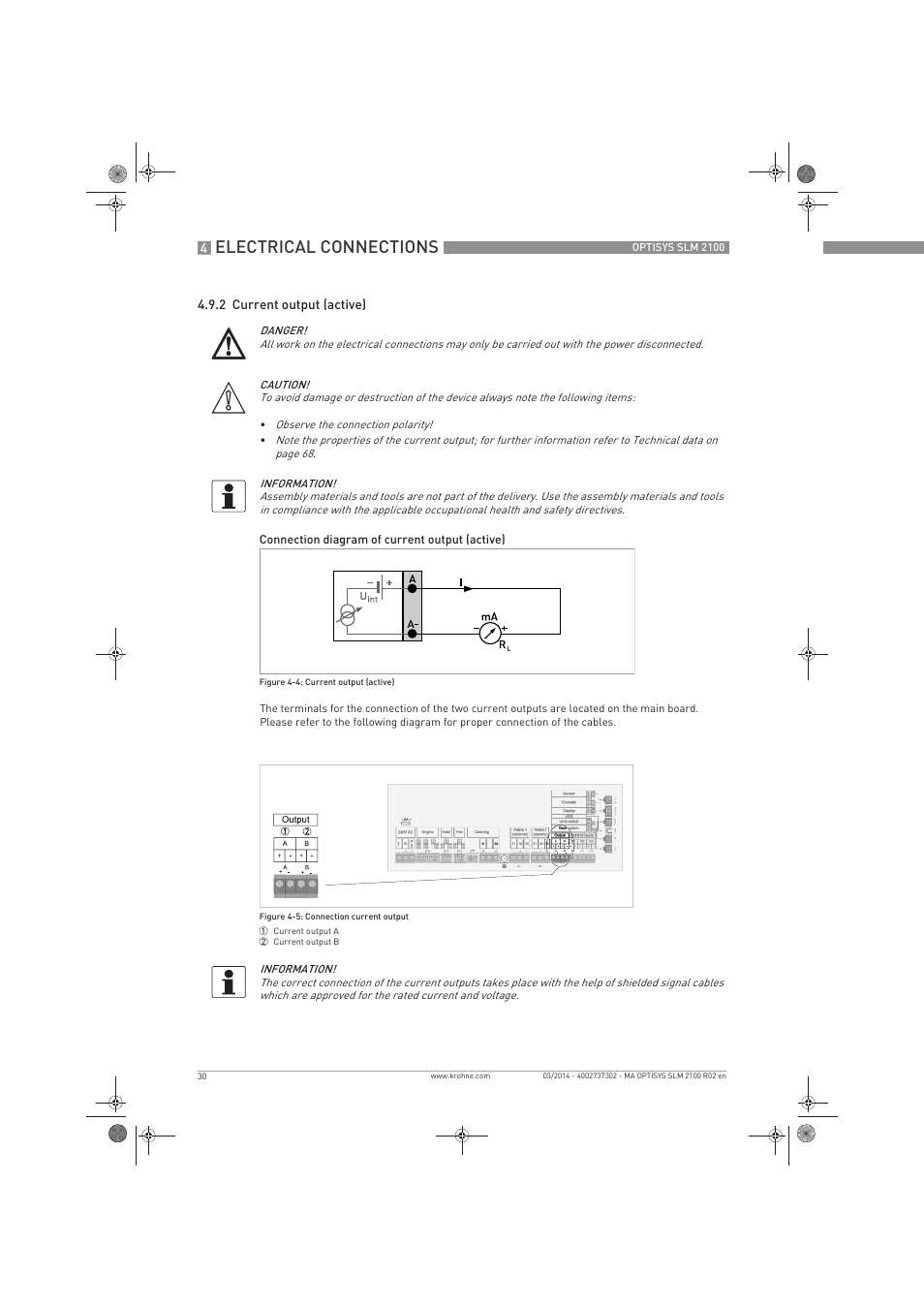 Electrical connections | KROHNE OPTISYS SLM 2100 EN User Manual | Page 30 / 76