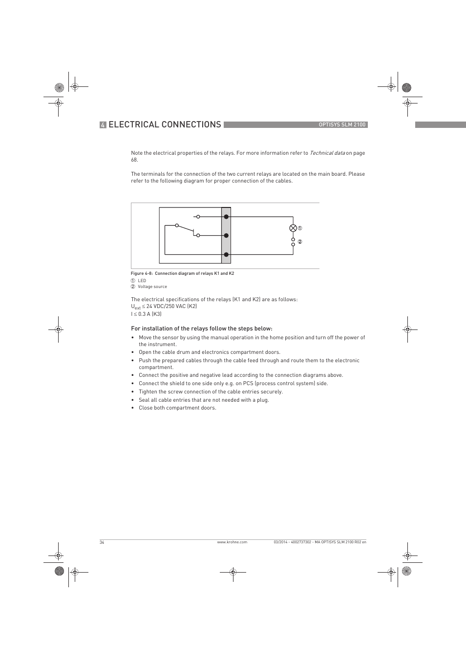 Electrical connections | KROHNE OPTISYS SLM 2100 EN User Manual | Page 34 / 76