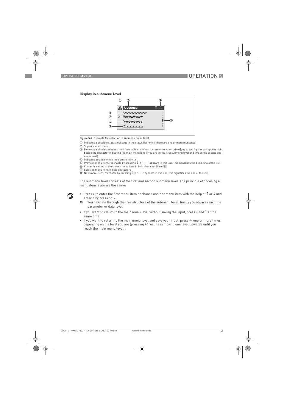 Operation | KROHNE OPTISYS SLM 2100 EN User Manual | Page 41 / 76
