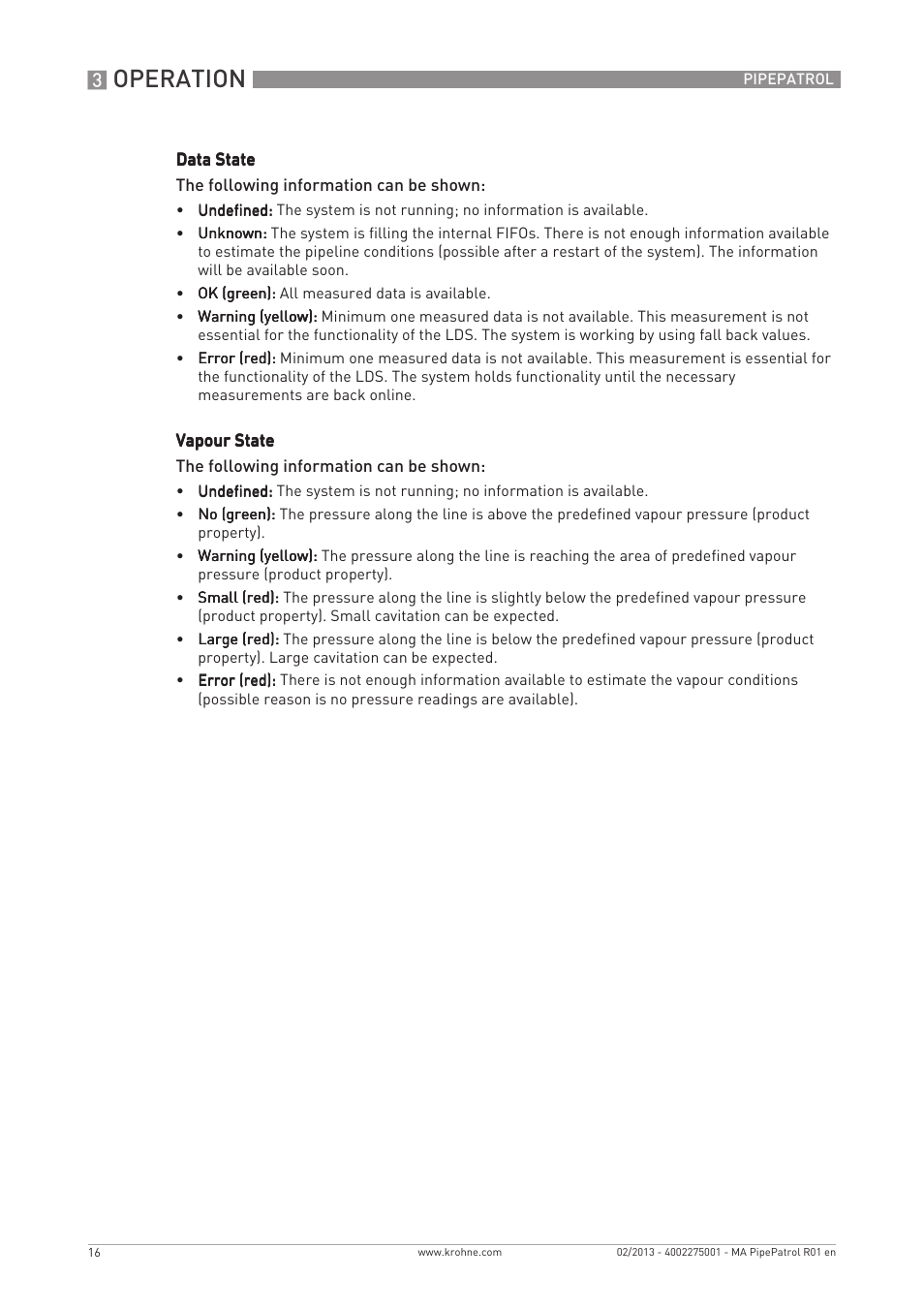 Operation | KROHNE PipePatro EN User Manual | Page 16 / 48