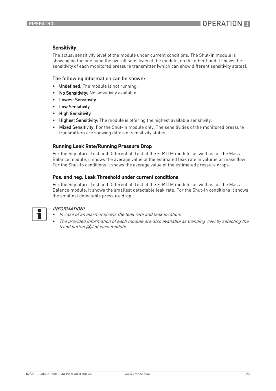 Operation | KROHNE PipePatro EN User Manual | Page 25 / 48