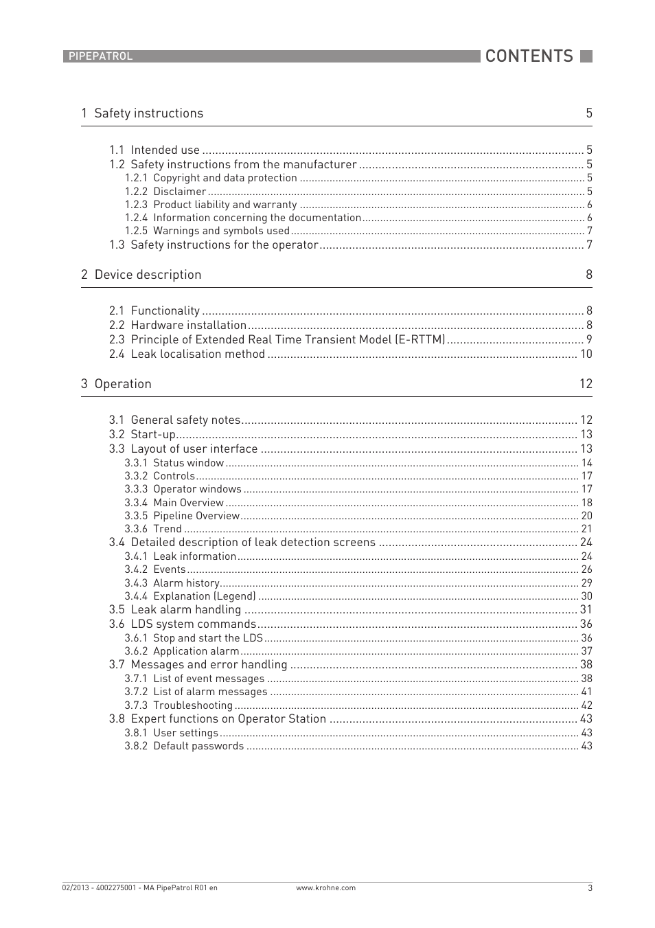KROHNE PipePatro EN User Manual | Page 3 / 48