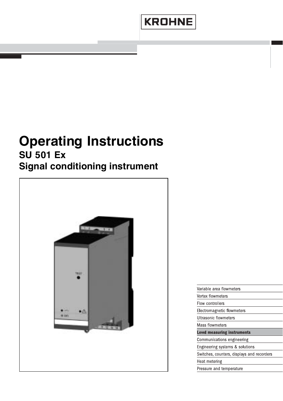 KROHNE SU 501 EX EN User Manual | 36 pages