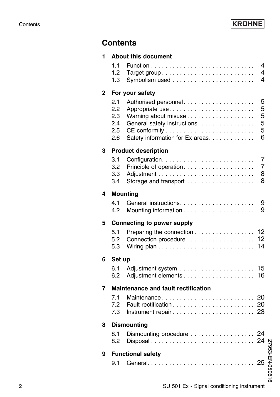 KROHNE SU 501 EX EN User Manual | Page 2 / 36