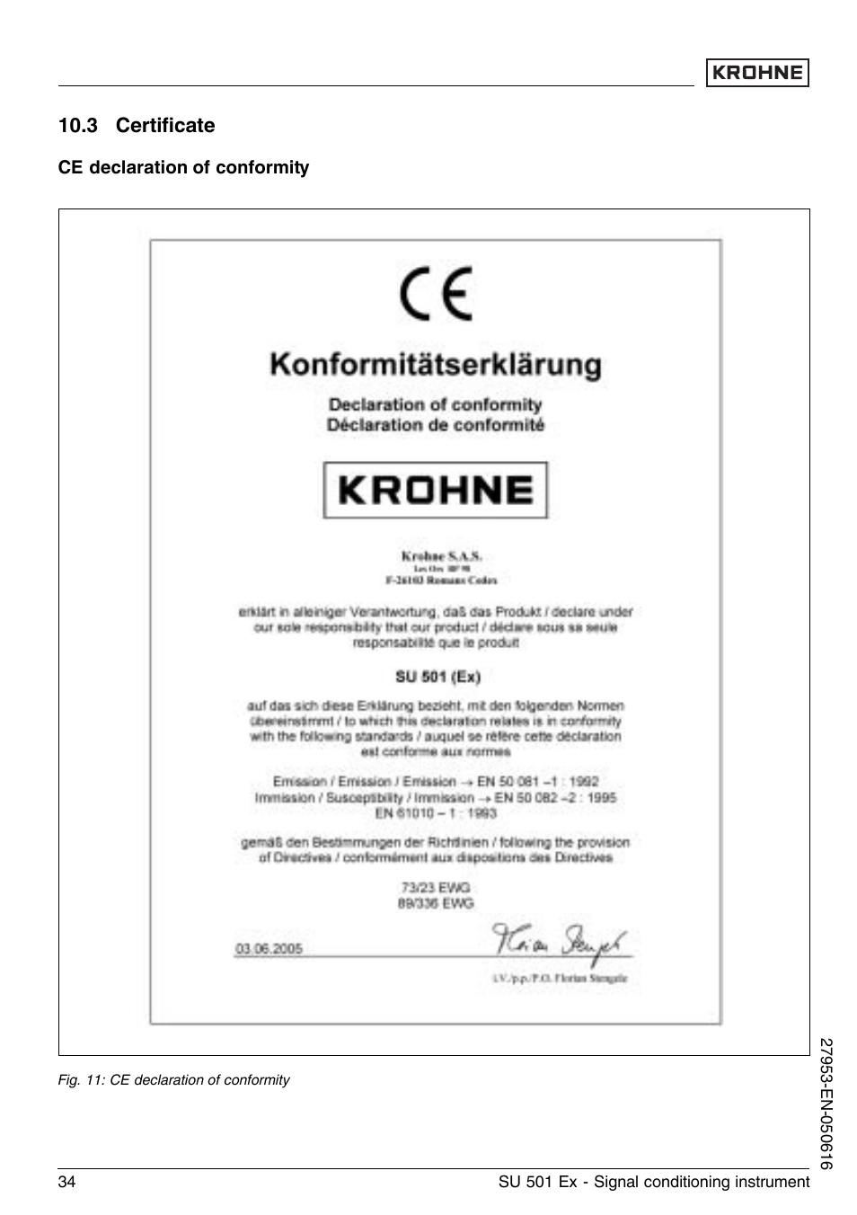 3 certificate, 3 certiﬁcate | KROHNE SU 501 EX EN User Manual | Page 34 / 36