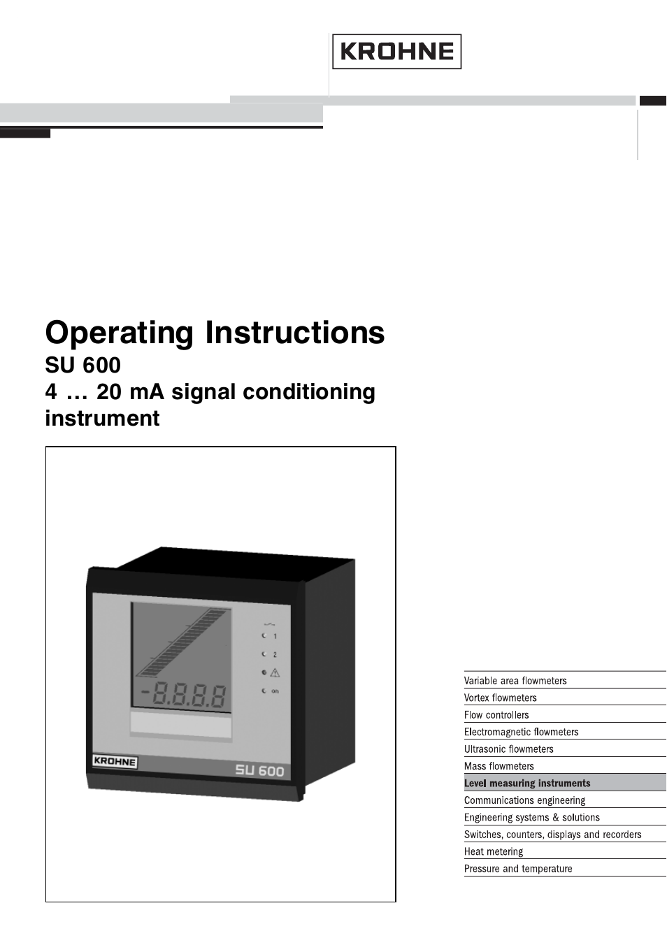 KROHNE SU 600 EN User Manual | 36 pages