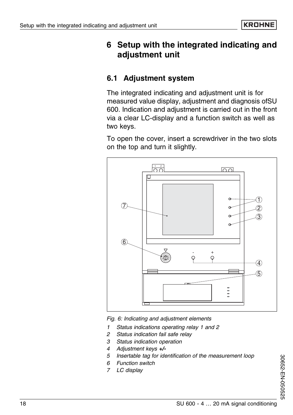 1 adjustment system | KROHNE SU 600 EN User Manual | Page 18 / 36