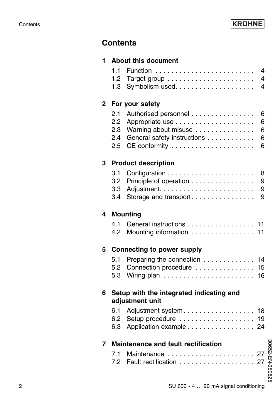 KROHNE SU 600 EN User Manual | Page 2 / 36
