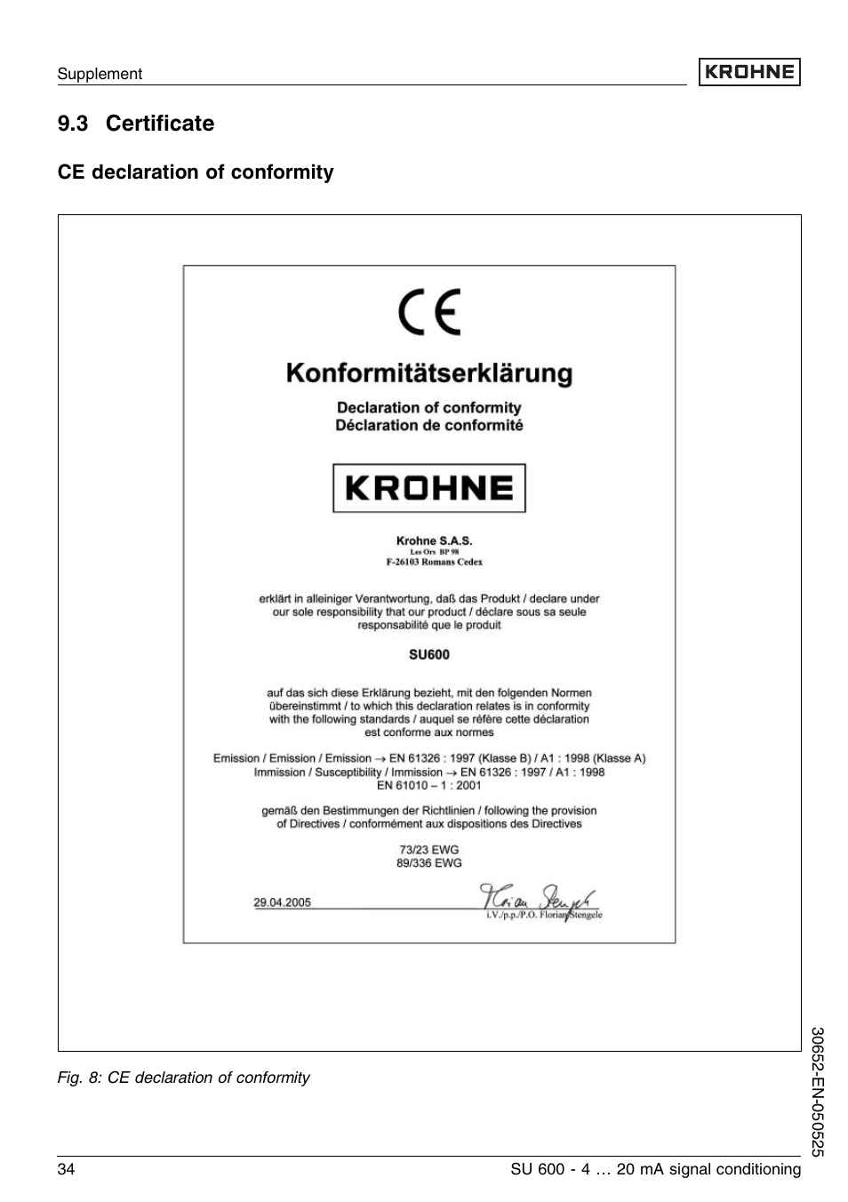 3 certificate, 3 certiﬁcate | KROHNE SU 600 EN User Manual | Page 34 / 36