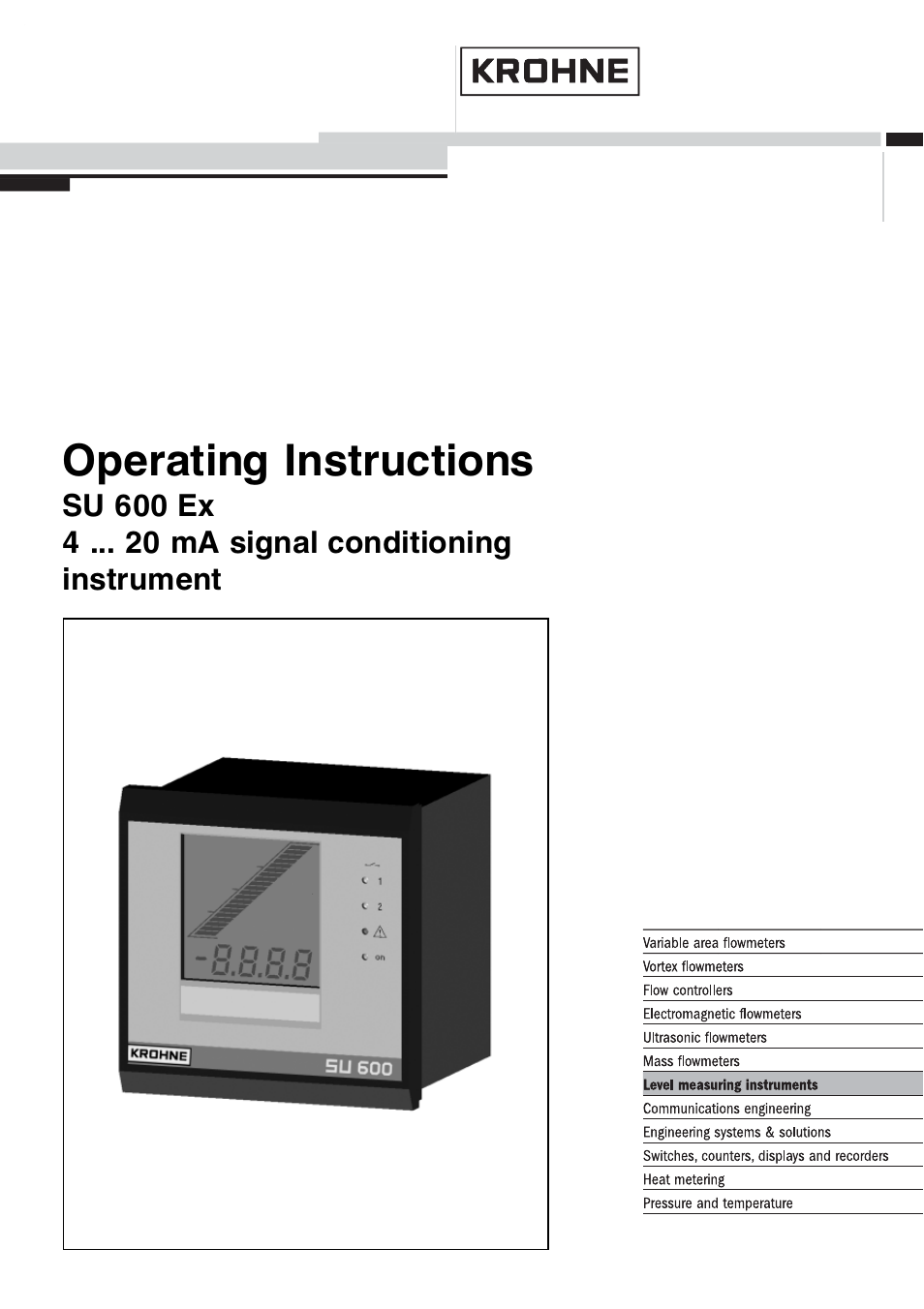 KROHNE SU 600 Ex EN User Manual | 32 pages