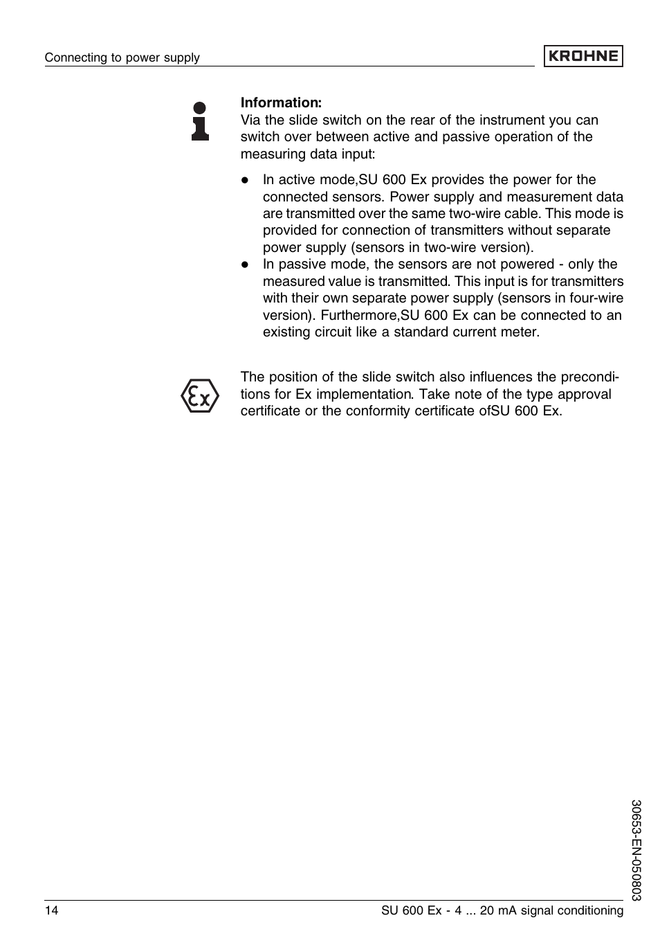 KROHNE SU 600 Ex EN User Manual | Page 14 / 32