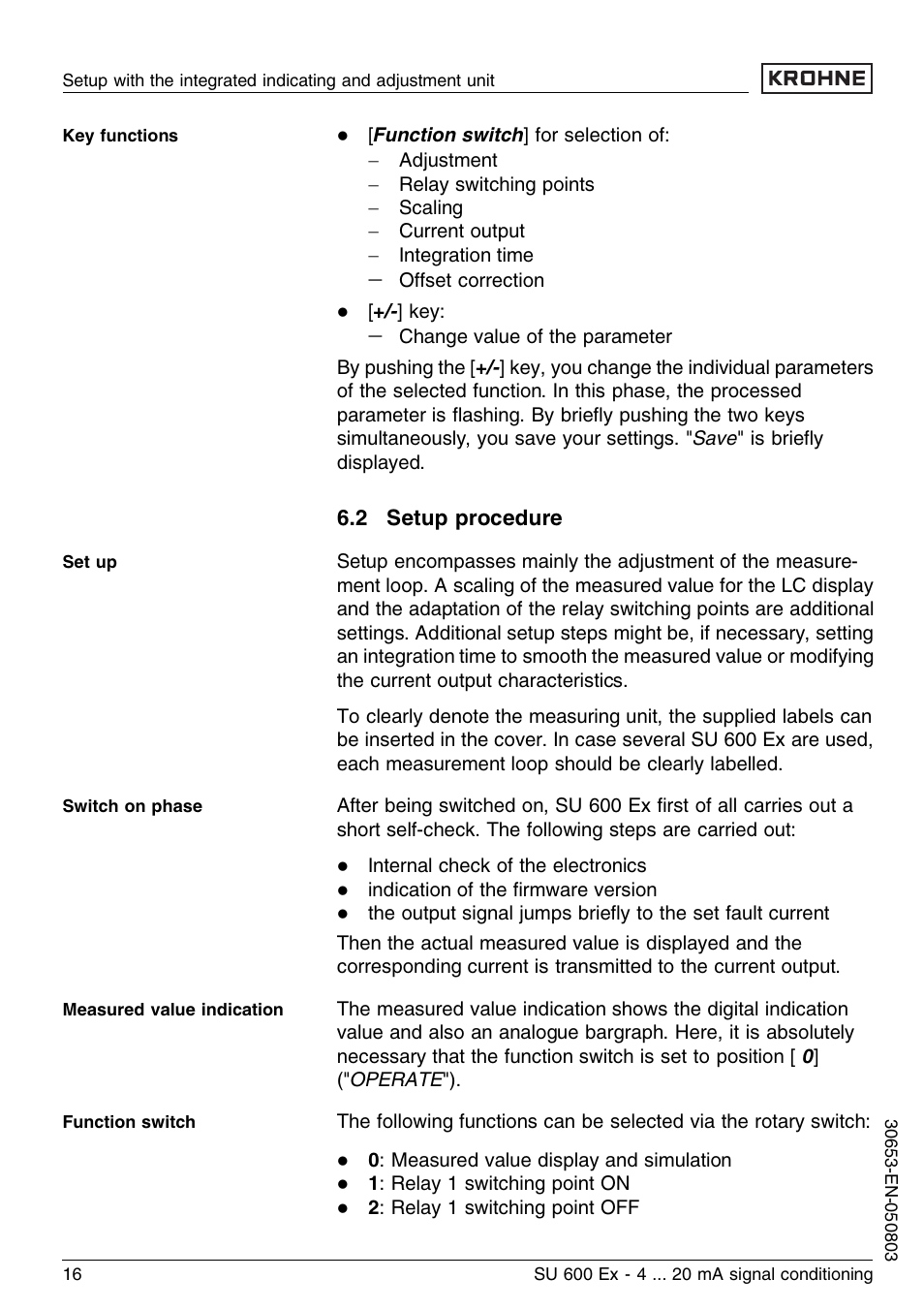 2 setup procedure | KROHNE SU 600 Ex EN User Manual | Page 16 / 32