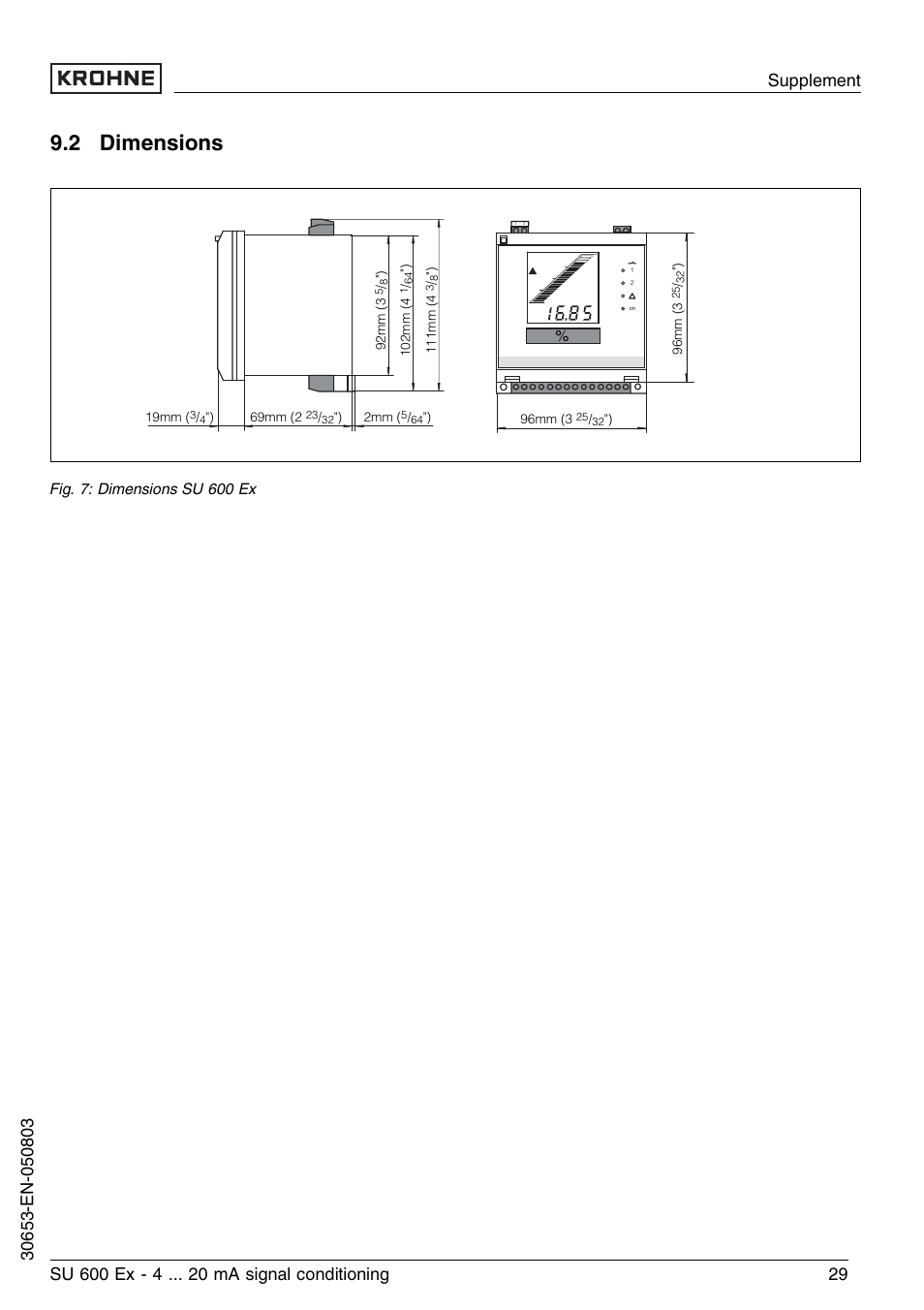 2 dimensions | KROHNE SU 600 Ex EN User Manual | Page 29 / 32