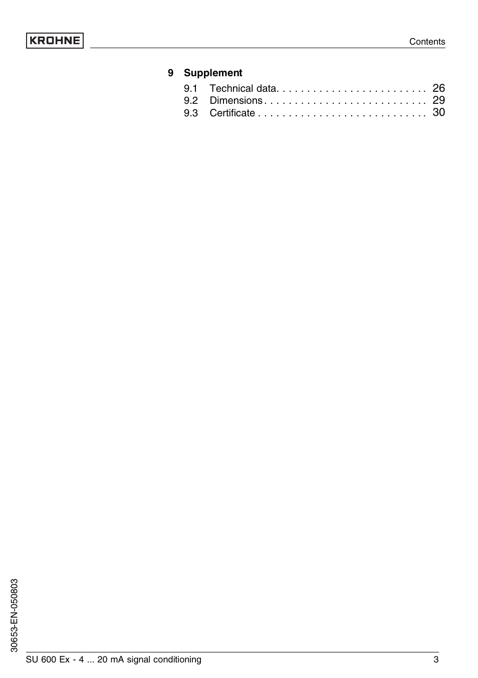 KROHNE SU 600 Ex EN User Manual | Page 3 / 32