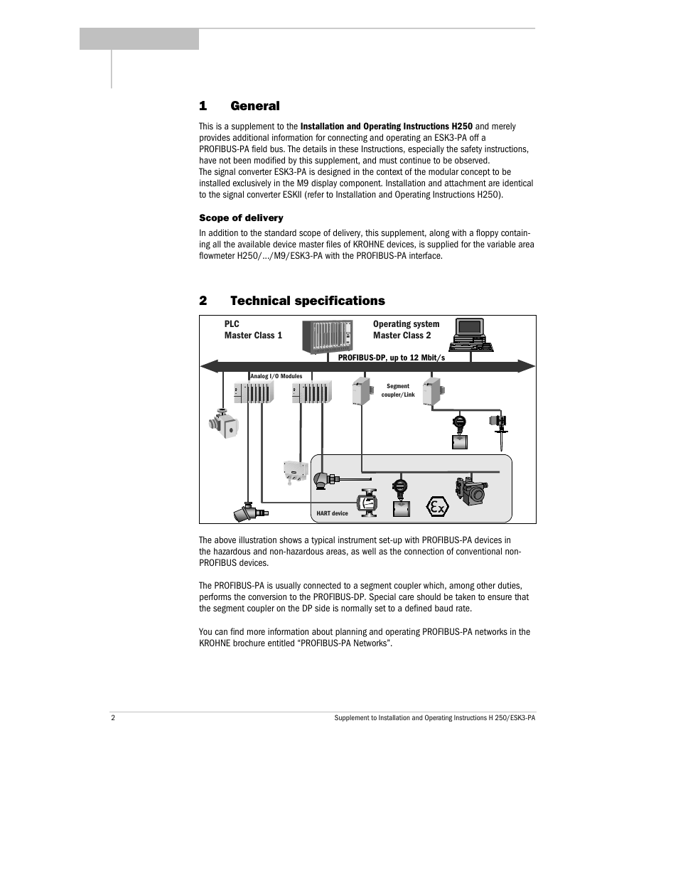 1general, 2technical specifications | KROHNE H250 M9 PROFIBUS PA EN User Manual | Page 2 / 11