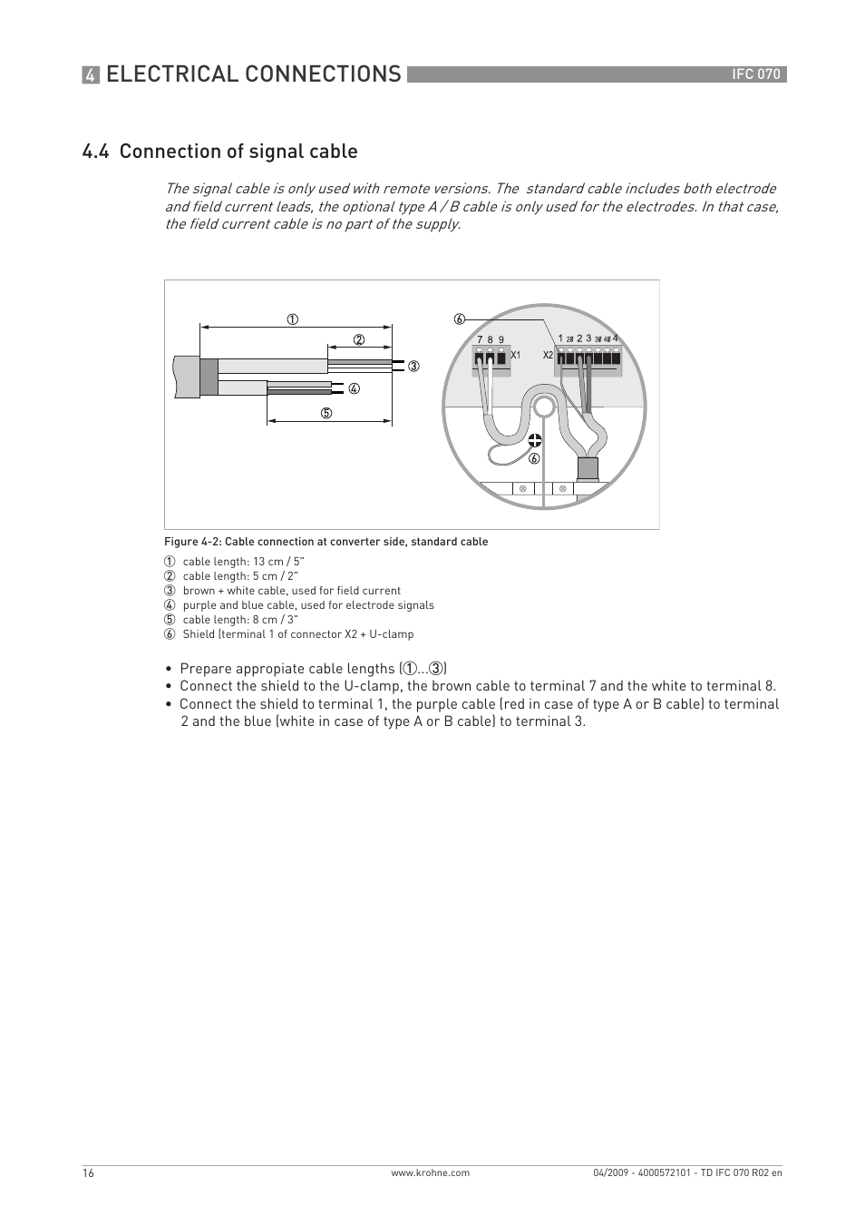 Electrical connections, 4 connection of signal cable | KROHNE IFC 070 Converter EN User Manual | Page 16 / 20