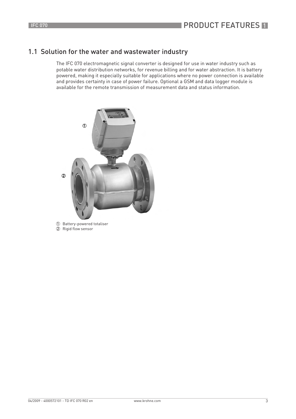 Product features, 1 solution for the water and wastewater industry | KROHNE IFC 070 Converter EN User Manual | Page 3 / 20