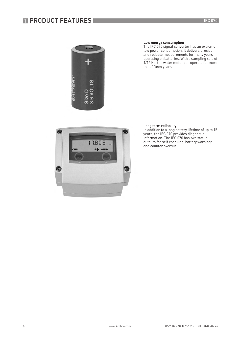 Product features | KROHNE IFC 070 Converter EN User Manual | Page 6 / 20