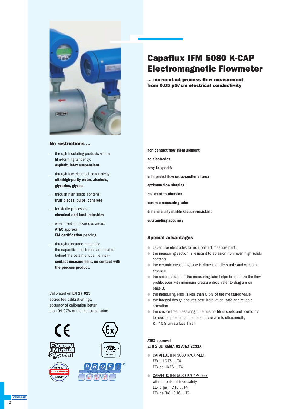 Capaflux ifm 5080 k-cap electromagnetic flowmeter | KROHNE CAPAFLUX IFM 5080 K Datasheet EN User Manual | Page 2 / 7