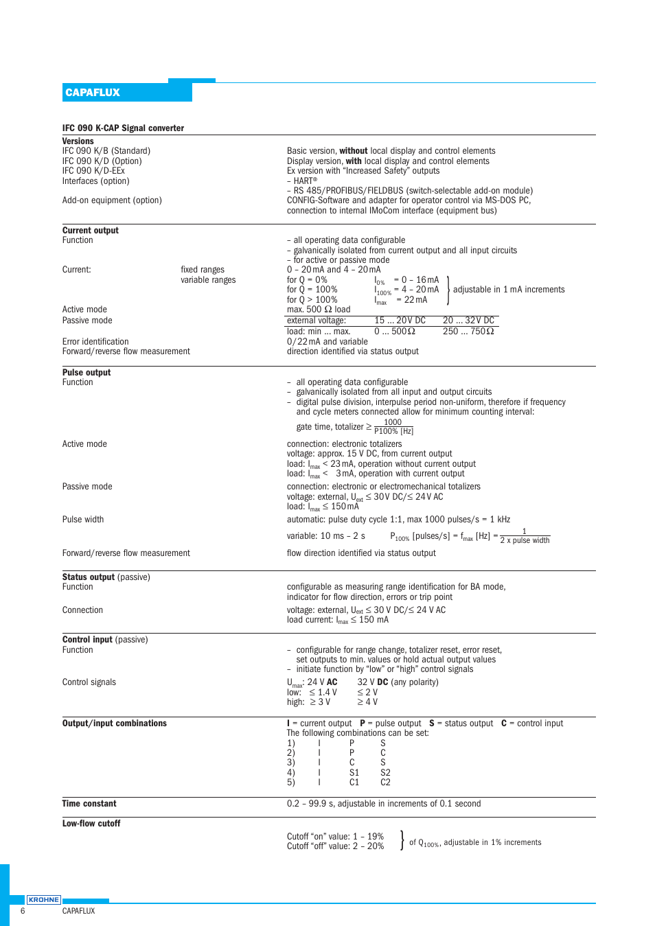 KROHNE CAPAFLUX IFM 5080 K Datasheet EN User Manual | Page 6 / 7
