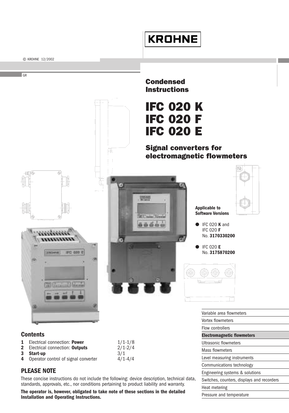 KROHNE IFC 020 Short EN User Manual | 19 pages