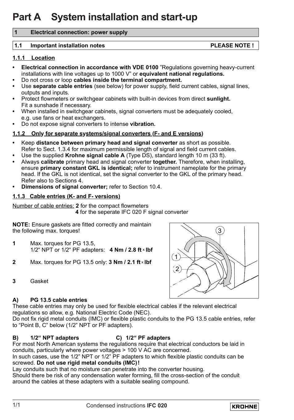 Part a system installation and start-up | KROHNE IFC 020 Short EN User Manual | Page 2 / 19