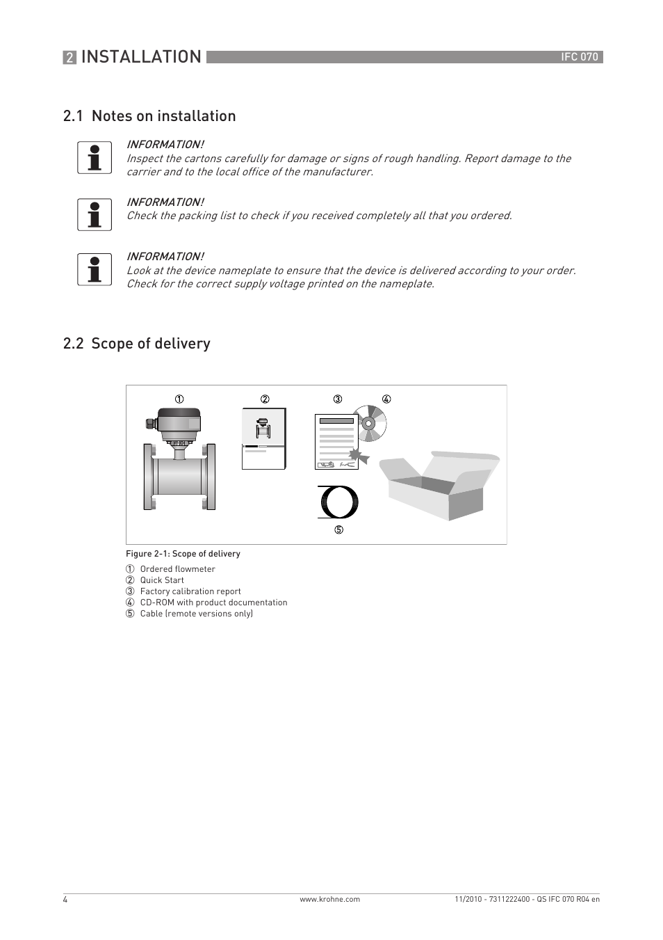 Installation | KROHNE IFC 070 Converter Quickstart EN User Manual | Page 4 / 12