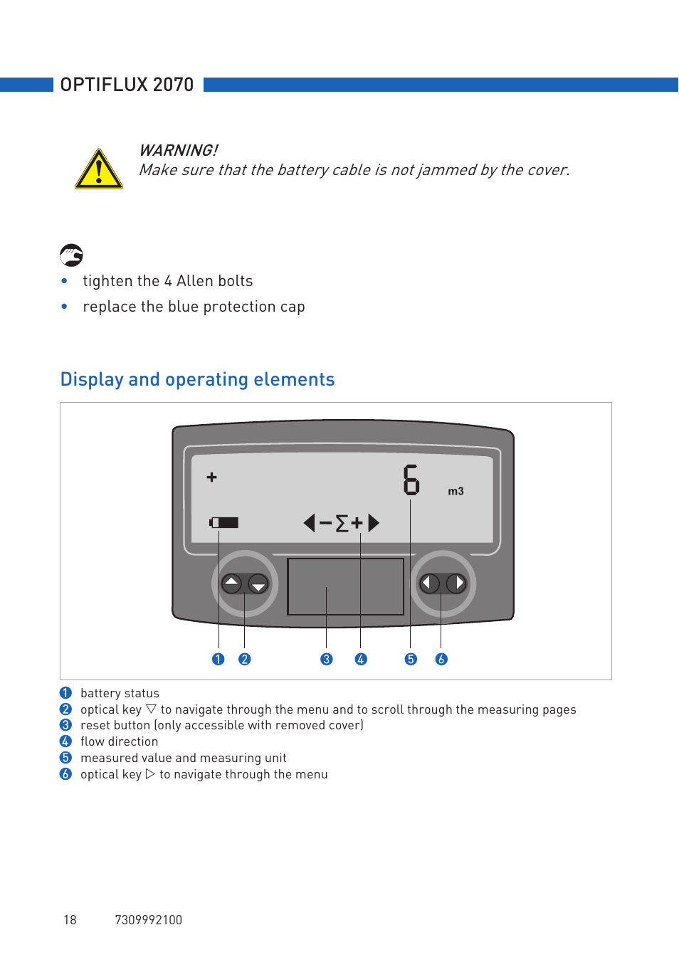 Optiflux 2070, Display and operating elements | KROHNE OPTIFLUX 2070 Quickstart EN User Manual | Page 18 / 20