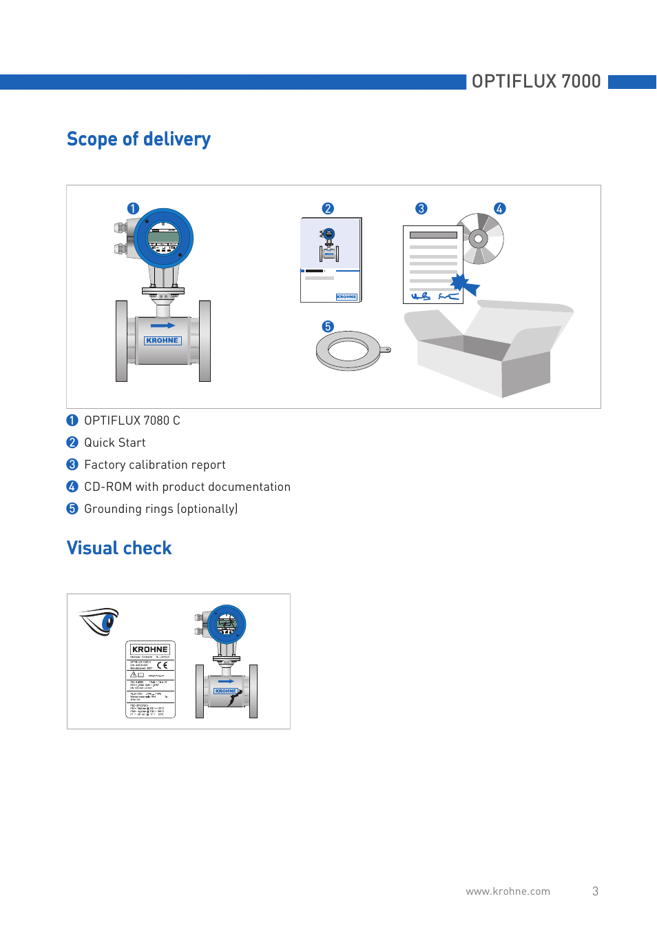 Optiflux 7000, Scope of delivery | KROHNE OPTIFLUX 7000 Quickstart EN User Manual | Page 3 / 12