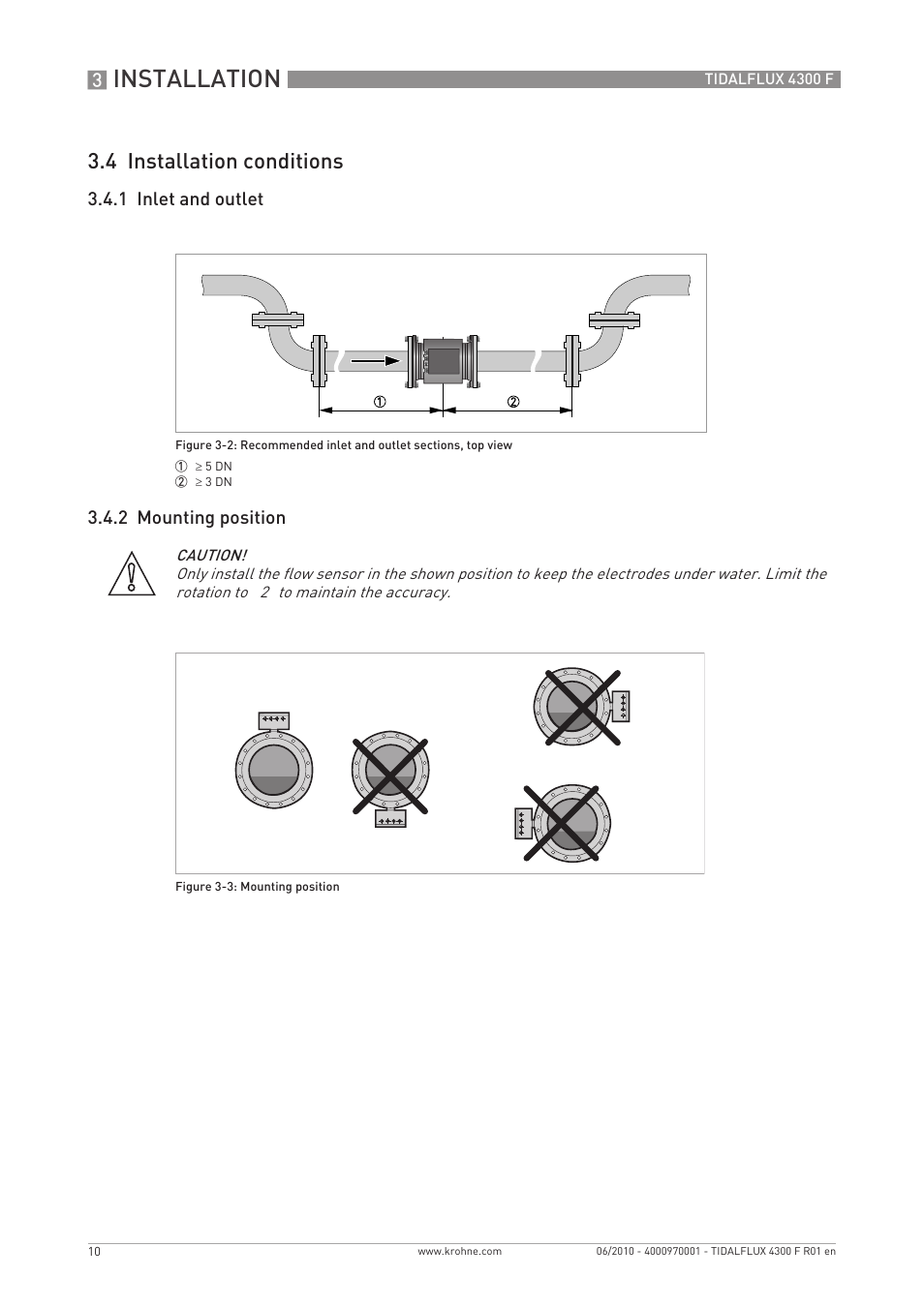 Installation, 4 installation conditions | KROHNE TIDALFLUX 4300 F EN User Manual | Page 10 / 40