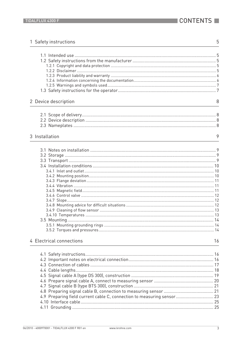 KROHNE TIDALFLUX 4300 F EN User Manual | Page 3 / 40