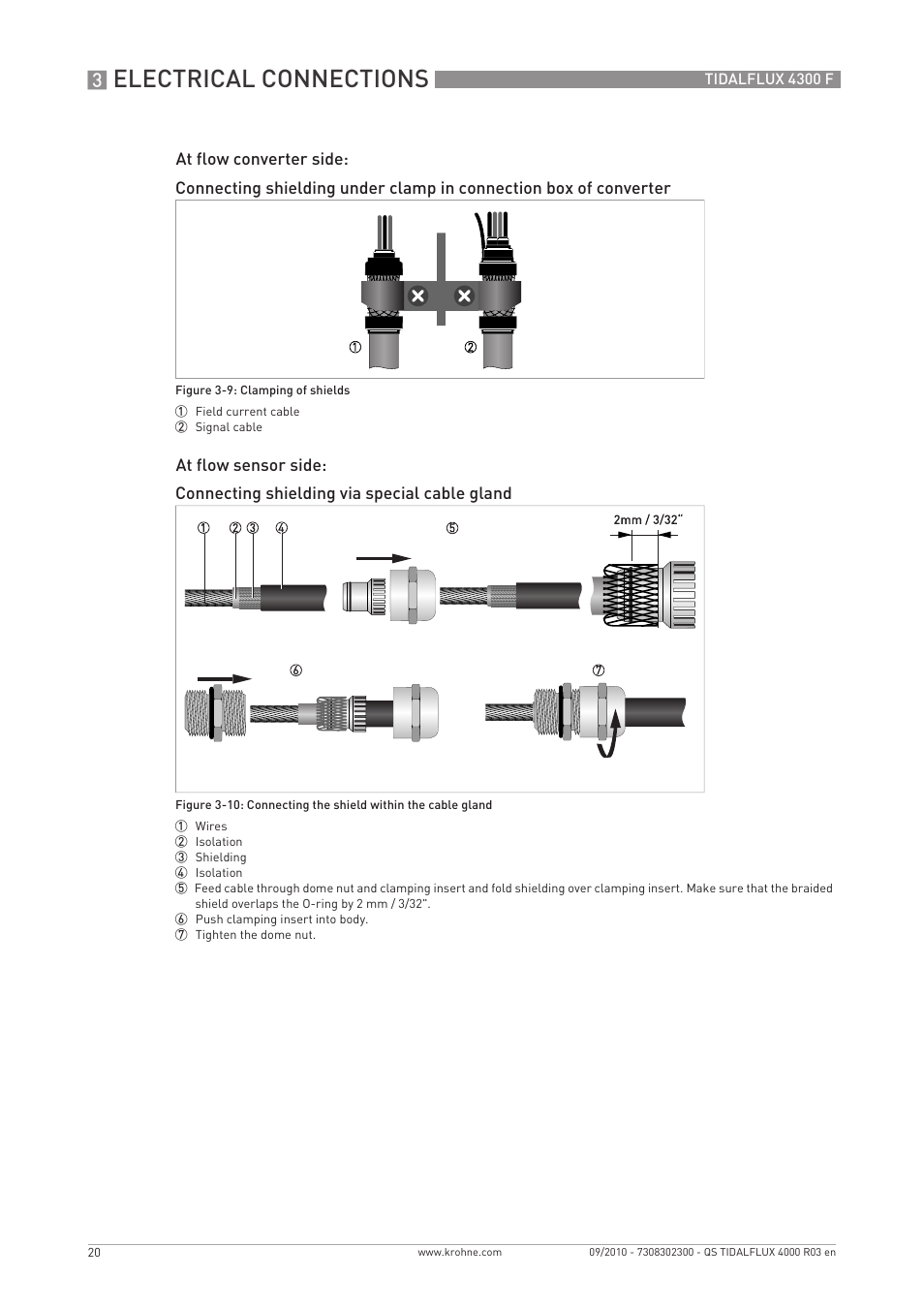 Electrical connections | KROHNE TIDALFLUX 4300 F Quickstart EN User Manual | Page 20 / 28