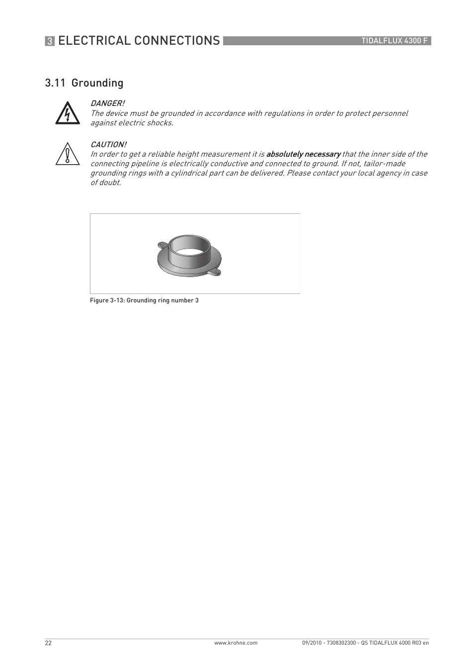 Electrical connections, 11 grounding | KROHNE TIDALFLUX 4300 F Quickstart EN User Manual | Page 22 / 28