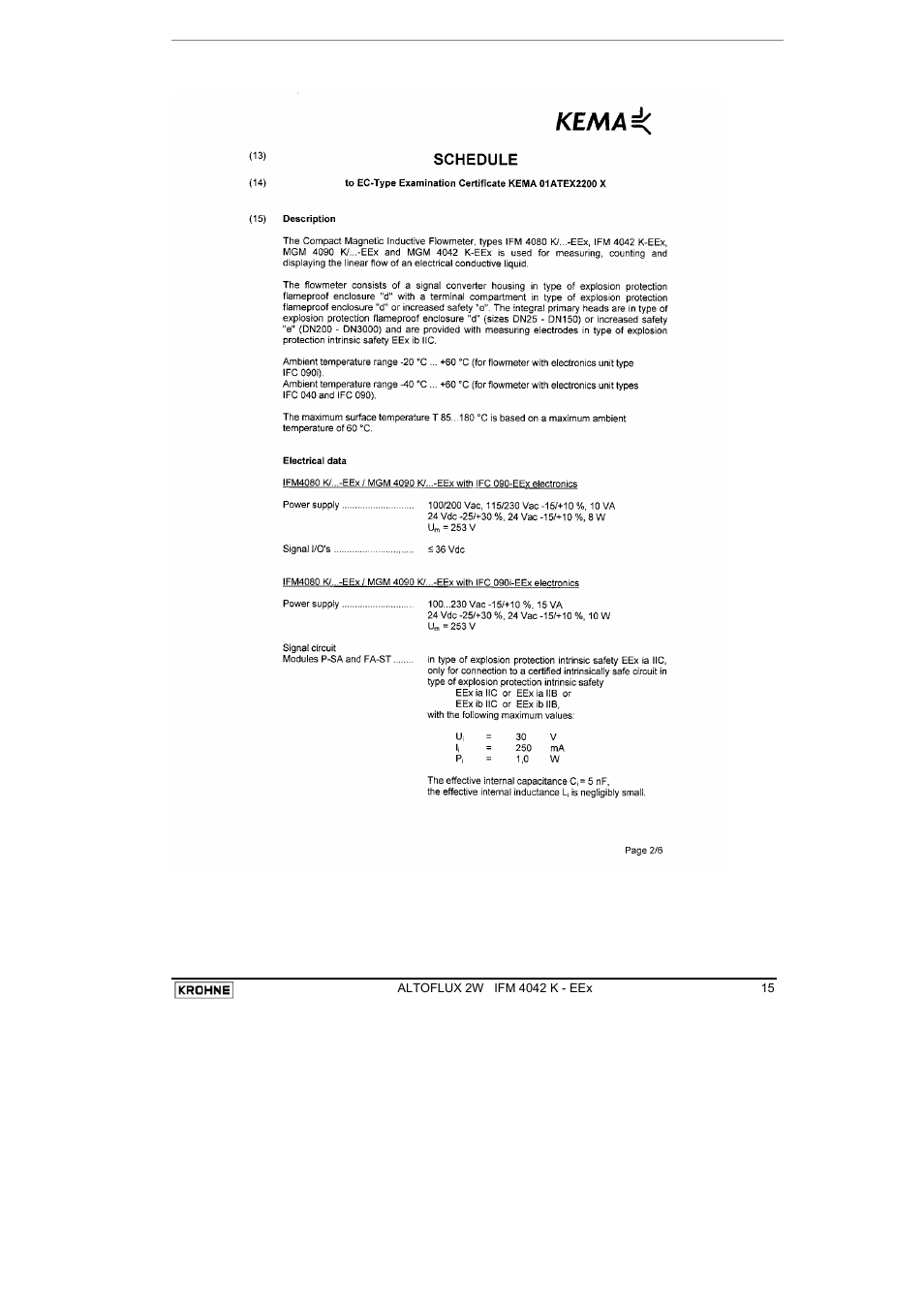 KROHNE ALTOFLUX 2W IFM 4042K EEx-ATEX EN User Manual | Page 15 / 22