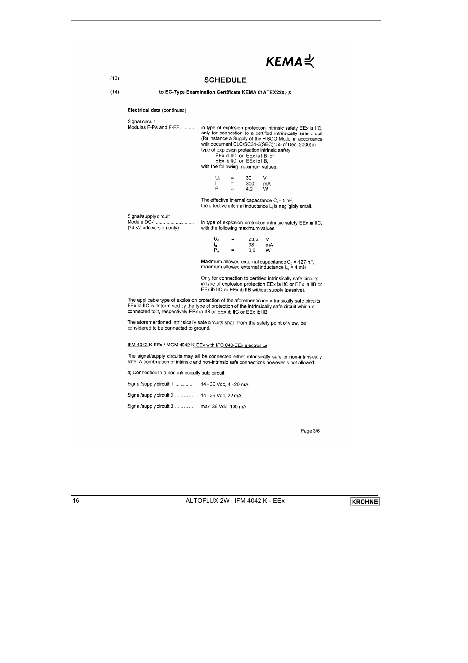 KROHNE ALTOFLUX 2W IFM 4042K EEx-ATEX EN User Manual | Page 16 / 22
