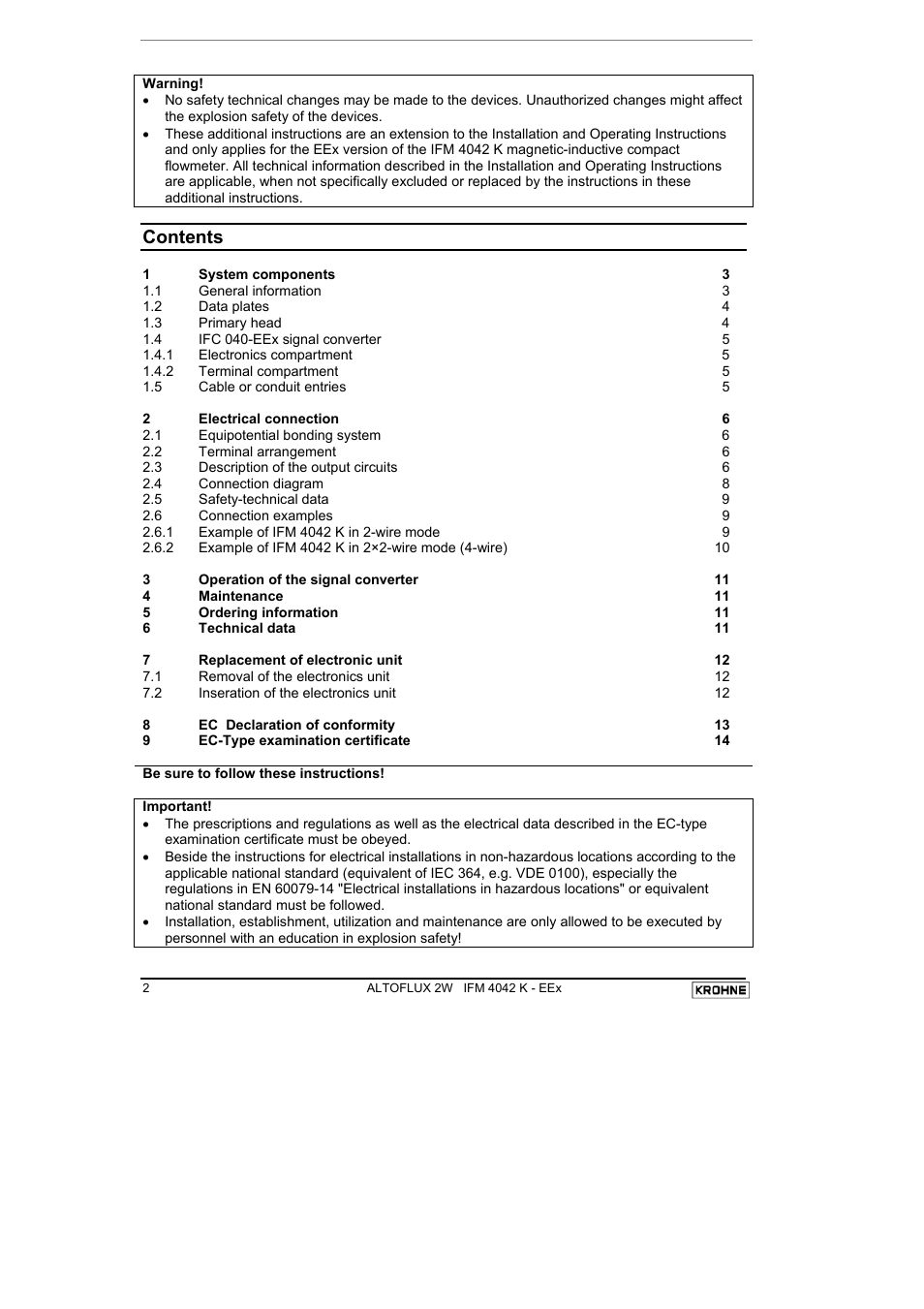 KROHNE ALTOFLUX 2W IFM 4042K EEx-ATEX EN User Manual | Page 2 / 22