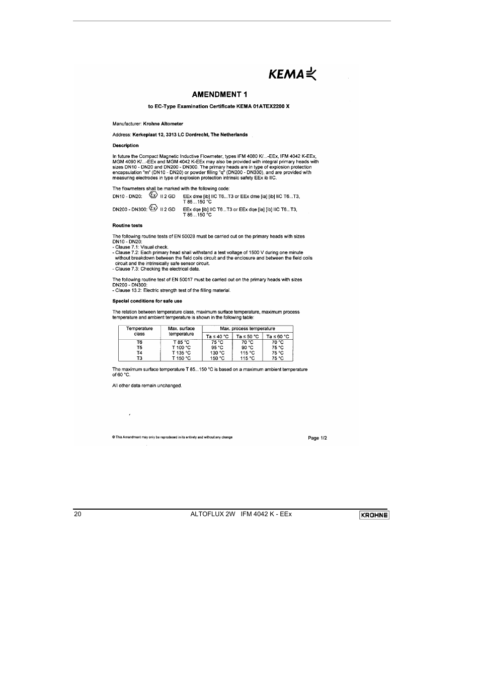 KROHNE ALTOFLUX 2W IFM 4042K EEx-ATEX EN User Manual | Page 20 / 22