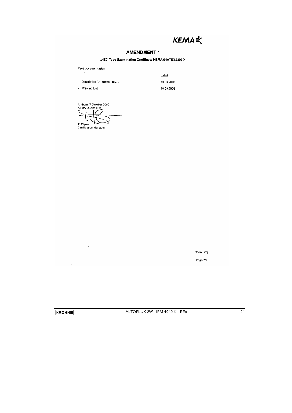 KROHNE ALTOFLUX 2W IFM 4042K EEx-ATEX EN User Manual | Page 21 / 22