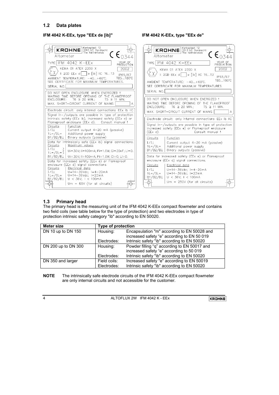 KROHNE ALTOFLUX 2W IFM 4042K EEx-ATEX EN User Manual | Page 4 / 22