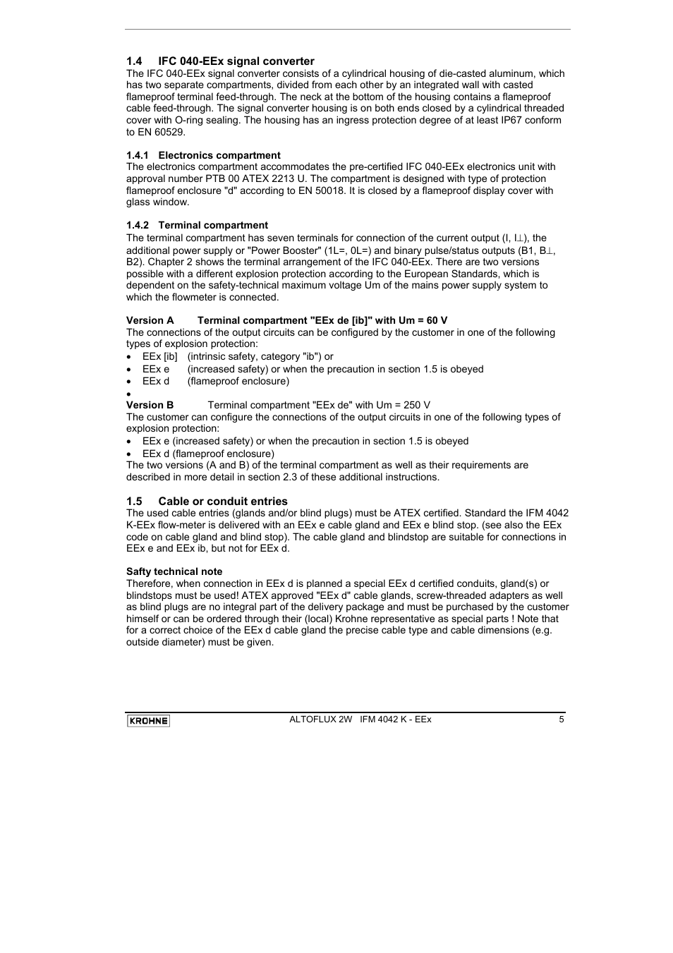 KROHNE ALTOFLUX 2W IFM 4042K EEx-ATEX EN User Manual | Page 5 / 22