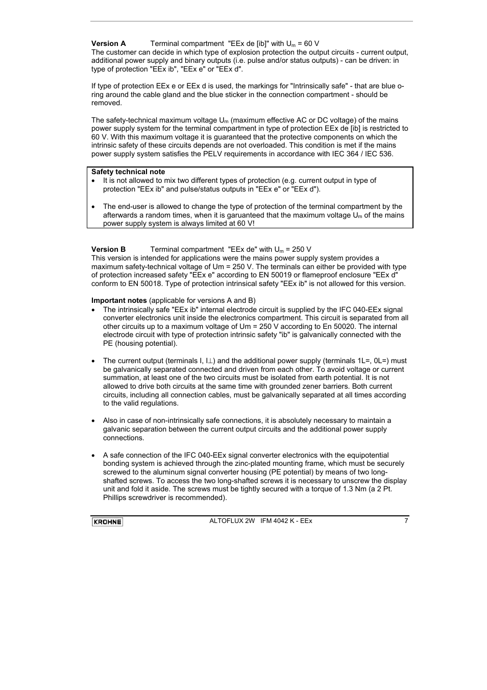 KROHNE ALTOFLUX 2W IFM 4042K EEx-ATEX EN User Manual | Page 7 / 22