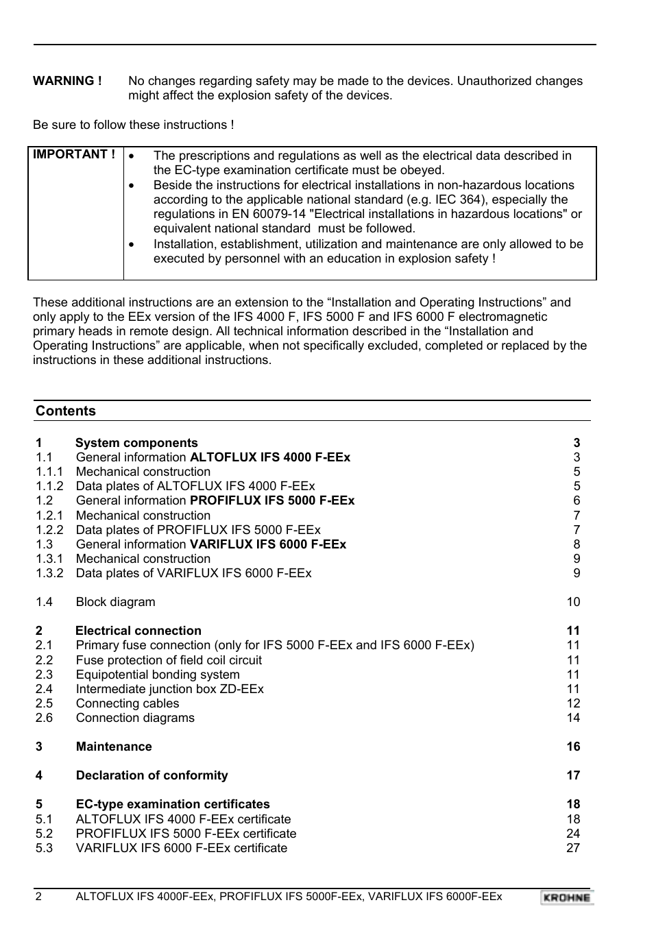 KROHNE VARIFLUX IFS 6000 F-EEx EN User Manual | Page 2 / 30