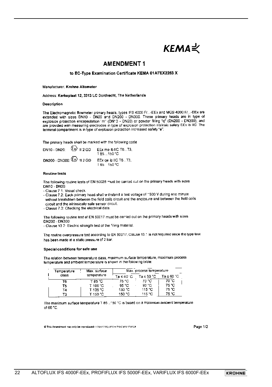 KROHNE VARIFLUX IFS 6000 F-EEx EN User Manual | Page 22 / 30