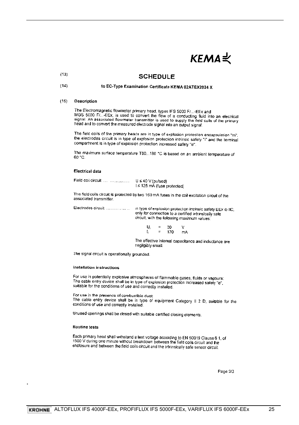 KROHNE VARIFLUX IFS 6000 F-EEx EN User Manual | Page 25 / 30