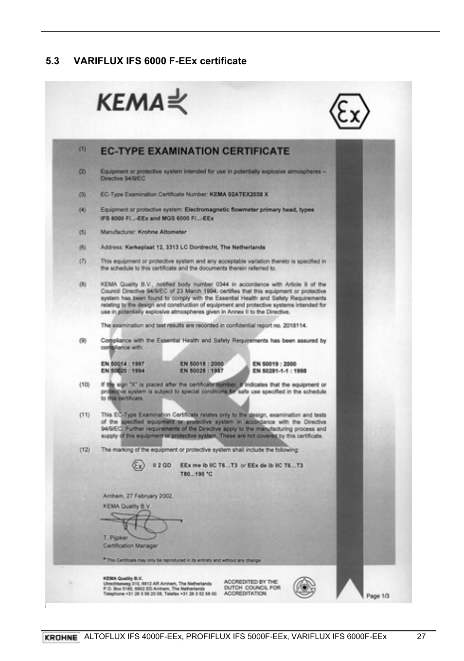 KROHNE VARIFLUX IFS 6000 F-EEx EN User Manual | Page 27 / 30