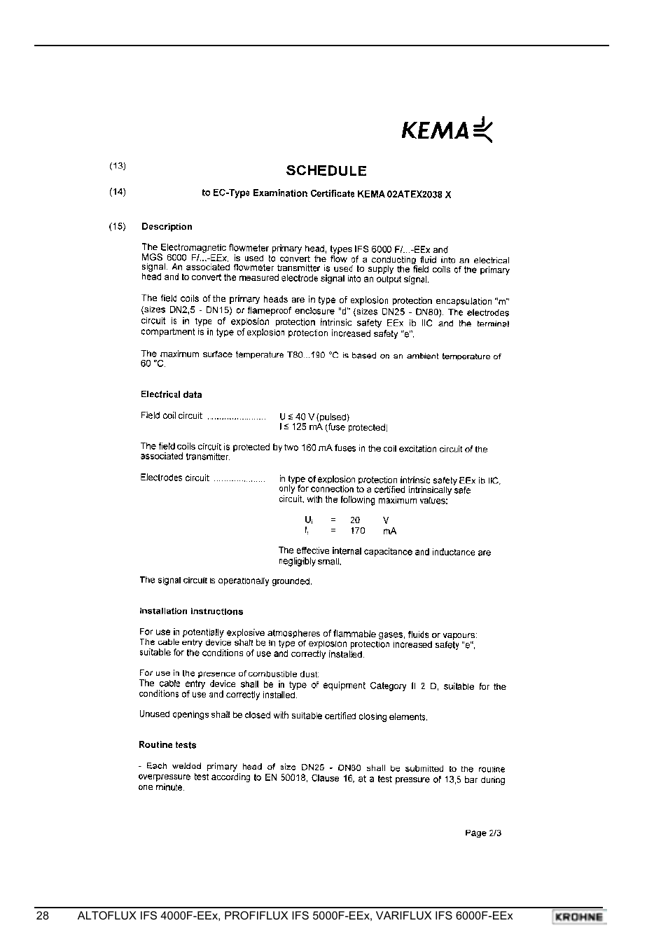 KROHNE VARIFLUX IFS 6000 F-EEx EN User Manual | Page 28 / 30