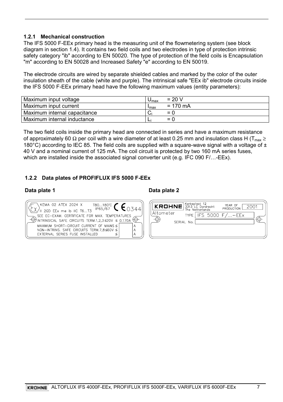 KROHNE VARIFLUX IFS 6000 F-EEx EN User Manual | Page 7 / 30
