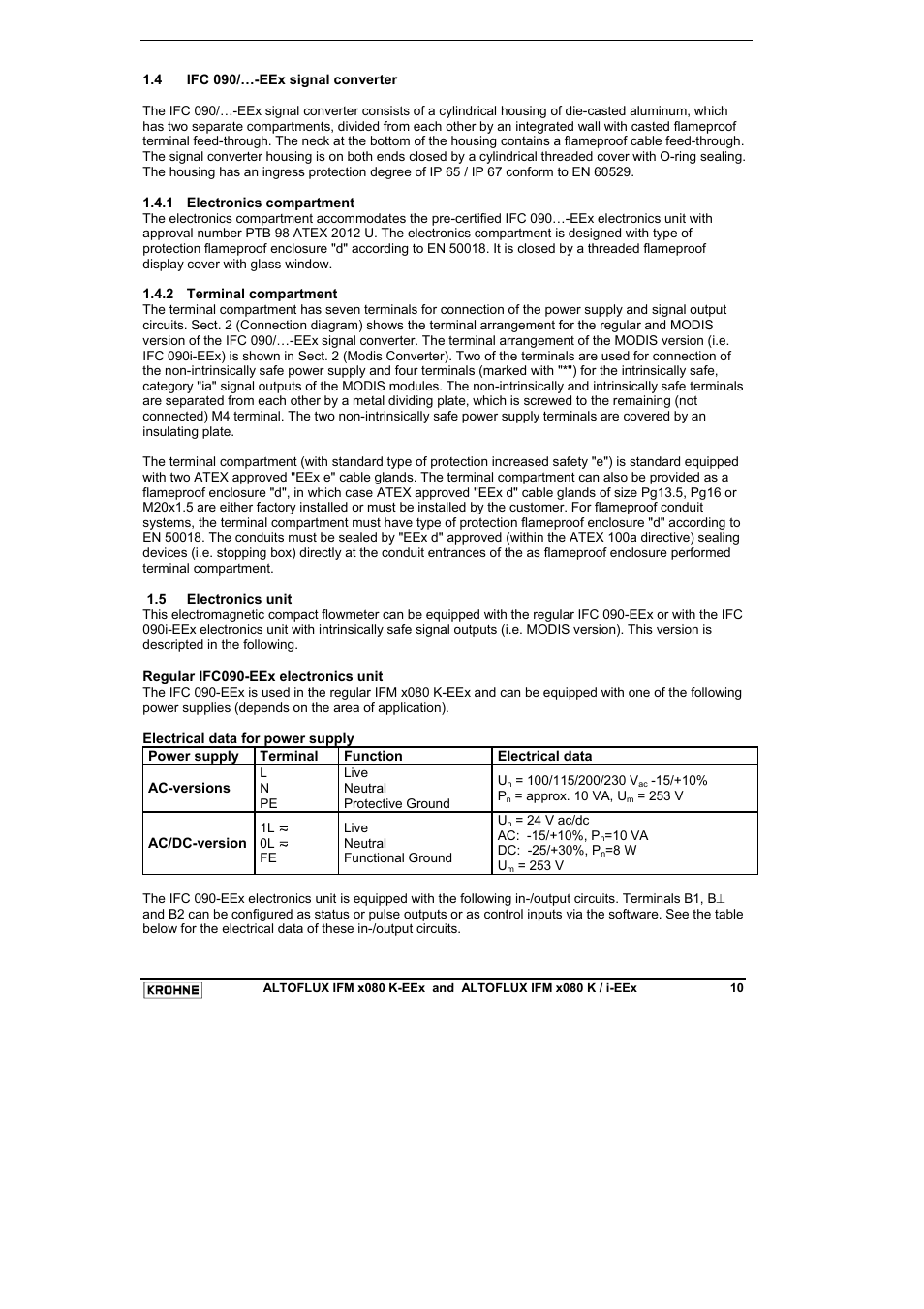 KROHNE VARIFLUX IFM 6080 K-EEx-i-EEx EN User Manual | Page 10 / 52