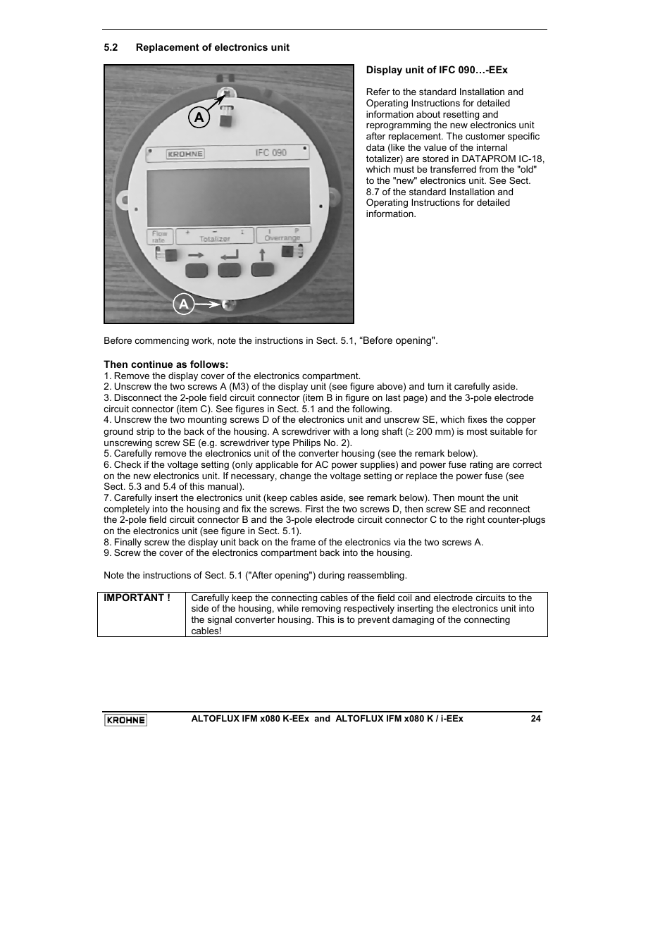 KROHNE VARIFLUX IFM 6080 K-EEx-i-EEx EN User Manual | Page 24 / 52