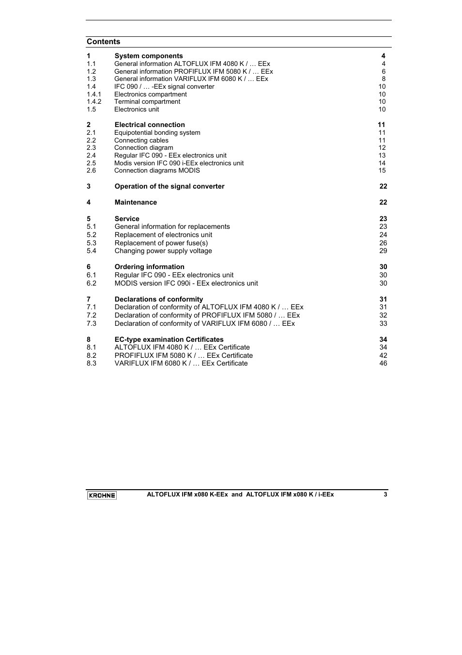 KROHNE VARIFLUX IFM 6080 K-EEx-i-EEx EN User Manual | Page 3 / 52